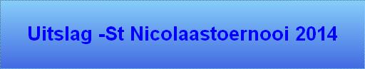 Uitslag -St Nicolaastoernooi 2014