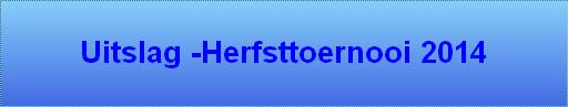 Uitslag -Herfsttoernooi 2014